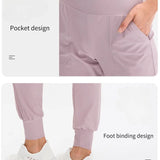 Calças Jogger Femininas Soltas de Secagem Rápida para Yoga com Bolso, Calças Casuais para Corrida e Treino Fitness
