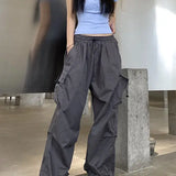 2025 mulheres casuais joggers calças de tecnologia sólida calças de cintura baixa cordão perna larga calças largas y2k streetwear oversize sweatpants