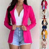Blazer feminino 2024 formal blazer feminino conjunto de trabalho de escritório bolso jaqueta casaco solto roupas femininas