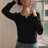 Cardigans para mulheres camisola marrom elegante outerwears malha cardigan aconchegante blusas mulher colete malhas femmes y2k topo colheita