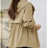 Trench coat feminino 2025 nova primavera outono roupas com capuz blusão jaqueta feminina outerwear topos fino coringa casual estudante casacos
