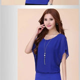 Blusas de chiffon femininas casuais manga curta batwing o pescoço moda coreana viajando elegante senhoras respirável macio elegante verão