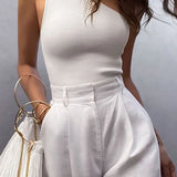 Mulheres esportes tank tops sexy colheita topos colete casual feminino um ombro roupas de verão topos fitness elástico