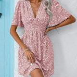 Casual férias solto vestidos curtos para as mulheres 2024 moda verão feminino floral impressão a linha vestido elegante vintage vestido feminino