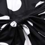 Elegante vestido longo com nó arco para mulheres, veste feminina, bolinhas para senhora, vestidos maxi casuais, manga