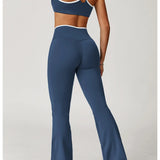 Conjunto de yoga 2 peças roupas de treino feminino agasalho roupas de ginástica cintura alta bell-bottoms sexy fitness bta terno esportivo