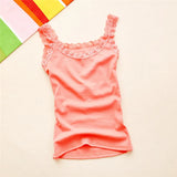 Regatas femininas verão o pescoço cor sólida feminino em forma de u baixo corte rendas suspender colete 2024 nova sem mangas camisola para senhoras
