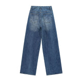 Hh feminino elegante moda reta jeans vintage casual cintura alta perna larga calças jeans y2k high street senhora calças jeans azuis