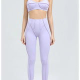 Yoga esportes conjuntos de fitness cintura alta hip-lifting calças abertas volta sutiã terno casual correndo treino ginásio leggings sexy conjuntos femininos