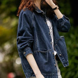 Jaqueta jeans para mulheres primavera outono outerwear mulher jean casaco liso azul 2025 modelos tendência vintage à venda recém chegados em