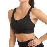 Sutiãs esportivos para mulheres zíper frontal alça ajustável à prova de choque elástico fitness atlético sutiã fino yoga colheita topo