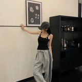 Tanques femininos personalidade criatividade casual na moda all-match chique redução de idade simples streetwear sólido novo verão senhora doce fino