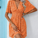 Casual férias solto vestidos curtos para as mulheres 2024 moda verão feminino floral impressão a linha vestido elegante vintage vestido feminino