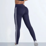Leggings de yoga mulheres listrado magro calças esportivas cintura alta hip levantamento casul collants treino correndo elástico ginásio leggings