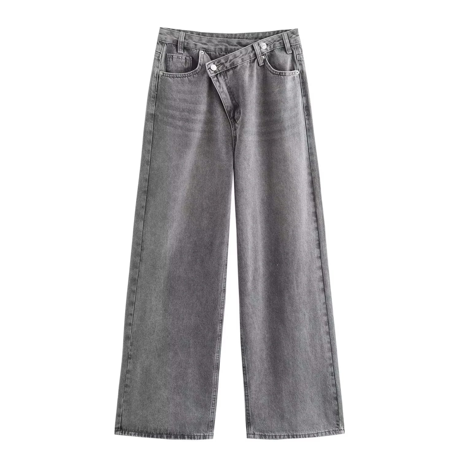 Hh feminino elegante moda reta jeans vintage casual cintura alta perna larga calças jeans y2k high street senhora calças jeans azuis