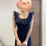 Vestidos finos franceses sem mangas para mulheres, doce vestido elegante para senhoras, moda francesa casual, novo para mulheres, verão