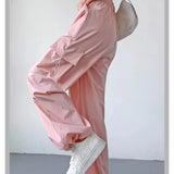 Calça de carga feminina calças de perna larga verão outono moda feminina cintura alta streetwear solto calças casuais calças retas