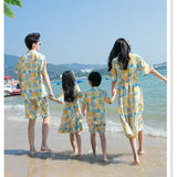 Conjunto de roupas de praia, Roupas Coreanas, Mãe e Filha Vestido Resort, Papai e Filho Tops e Shorts, 2 pcs