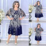 Vestido casual vestidos 2025 mulher estilo simples vestido roupas femininas all-match temperamento elegante solto quarto manga impressa