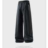 Calça de perna larga moda causal respirável moletom masculino outono versátil elástico cintura alta cordão solto calças retas