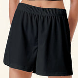 Shorts casuais com cintura elástica para mulheres, confortável, respirável, cor sólida, esportes, calças de cinco quartos, verão, novo, 2022