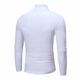 Camiseta básica de gola alta masculina, slim fit, gola alta, tops finos, moda casual, primavera, outono, primavera