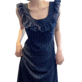 Vestidos finos franceses sem mangas para mulheres, doce vestido elegante para senhoras, moda francesa casual, novo para mulheres, verão