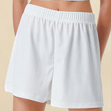 Shorts casuais com cintura elástica para mulheres, confortável, respirável, cor sólida, esportes, calças de cinco quartos, verão, novo, 2022