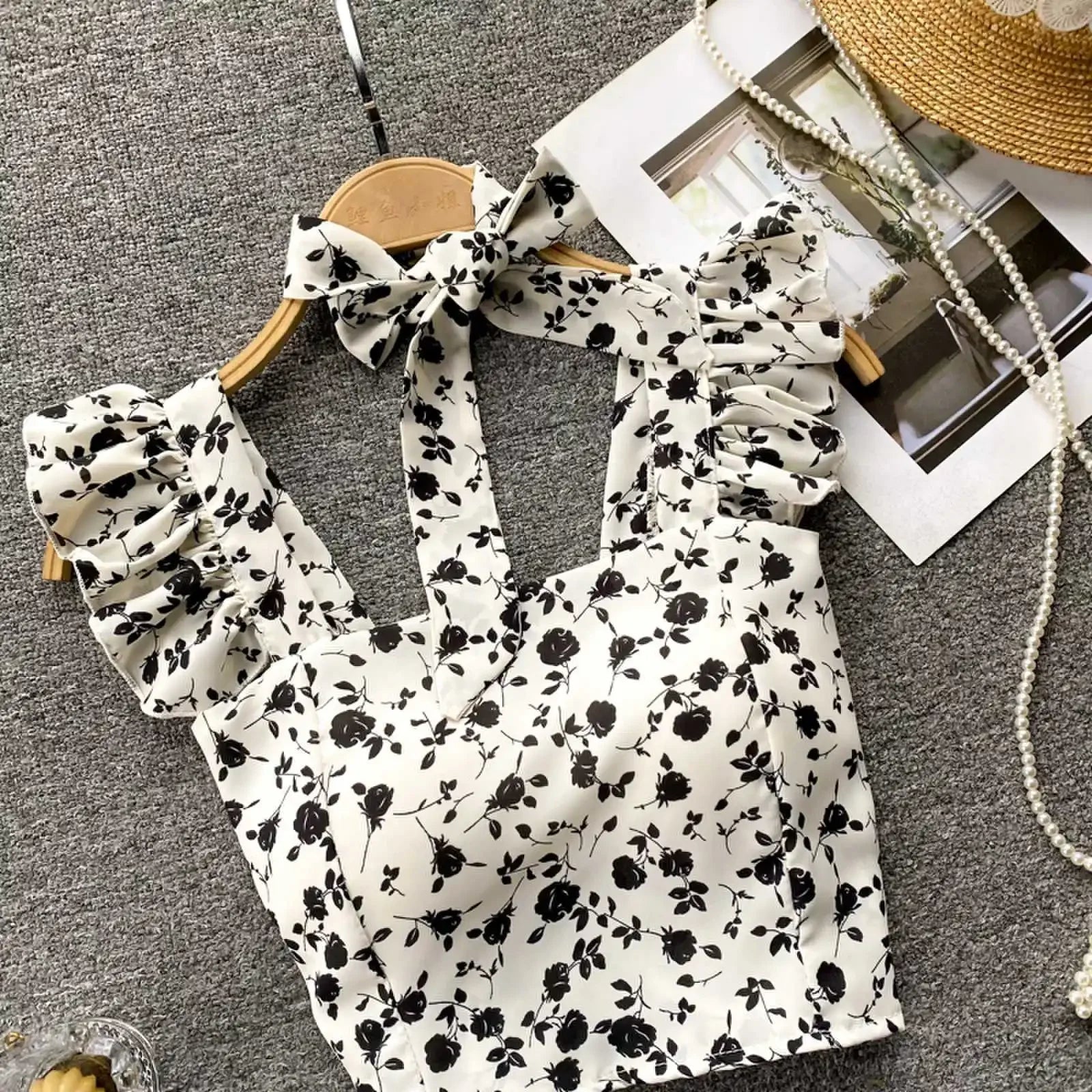 Top curto com babados para as mulheres, sexy, elegante, simples, streetwear, vintage, férias de verão, casual, jovem, estética, todos os jogos, ulzzang, novo