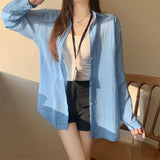 Blusas de Chiffon Leves e Soltas com Manga Longa e Botões para Mulheres, Camisas Casuais de Verão