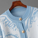 Design coreano de malha 2 peças conjuntos feminino o pescoço único breasted camisola cardigan topos conjuntos cintura alta calças retas outfit