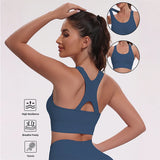Sutiãs Esportivos Femininos com Recortes, Respiráveis, Sem Costura, Elásticos, com Costas Bonitas, Sutiã de Yoga com Copas Removíveis, Roupa Esportiva para Academia