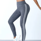 Leggings de yoga mulheres listrado magro calças esportivas cintura alta hip levantamento casul collants treino correndo elástico ginásio leggings
