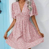 Casual férias solto vestidos curtos para as mulheres 2024 moda verão feminino floral impressão a linha vestido elegante vintage vestido feminino