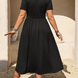 Vestido Casual Feminino em Cor Lisa, Design Solto, Perfeito para Uso Diário e Ajuste Confortável, Ideal para o Dia a Dia