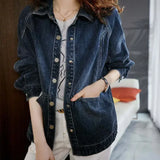 Jaqueta jeans para mulheres primavera outono outerwear mulher jean casaco liso azul 2025 modelos tendência vintage à venda recém chegados em