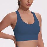 Sutiãs Esportivos Femininos com Recortes, Respiráveis, Sem Costura, Elásticos, com Costas Bonitas, Sutiã de Yoga com Copas Removíveis, Roupa Esportiva para Academia