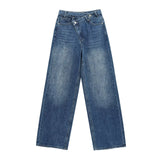 Hh feminino elegante moda reta jeans vintage casual cintura alta perna larga calças jeans y2k high street senhora calças jeans azuis
