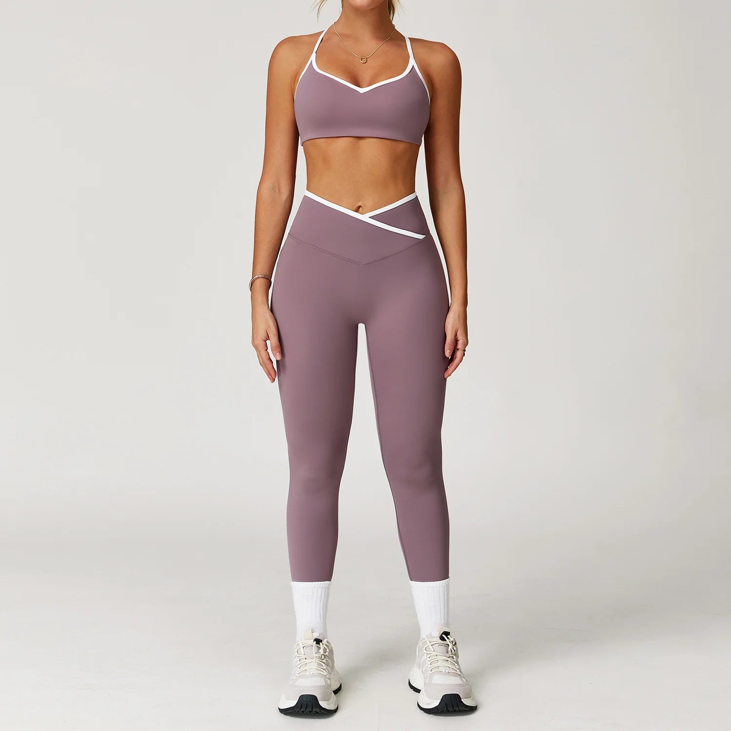 Conjunto de yoga 2 peças roupas de treino feminino agasalho roupas de ginástica cintura alta bell-bottoms sexy fitness bta terno esportivo