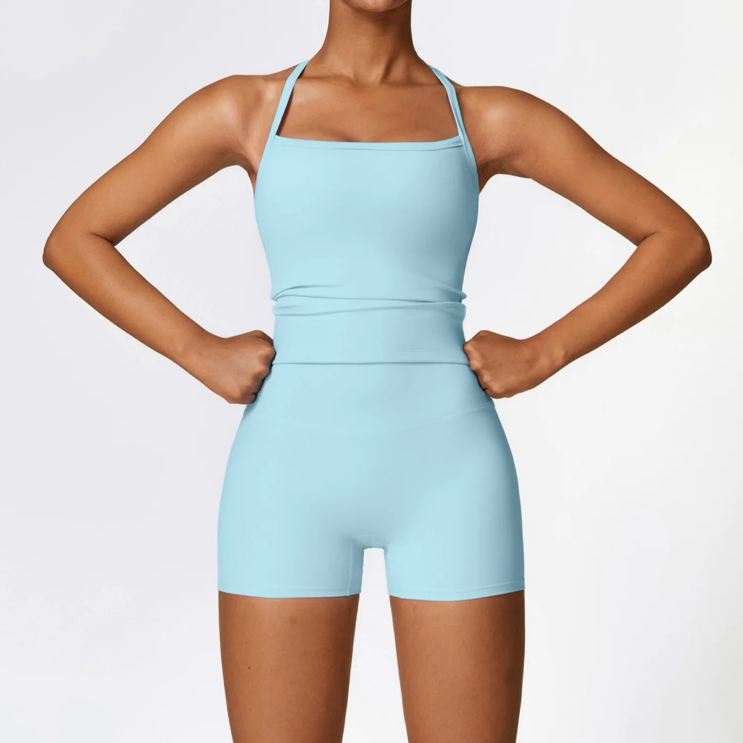 Conjunto de ioga escovado feminino com sutiã esportivo acolchoado e shorts de cintura alta, roupa de treino confortável, conjunto de salão combinando