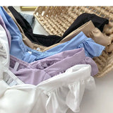 Top curto com babados para as mulheres, sexy, elegante, simples, streetwear, vintage, férias de verão, casual, jovem, estética, todos os jogos, ulzzang, novo