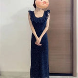 Vestidos finos franceses sem mangas para mulheres, doce vestido elegante para senhoras, moda francesa casual, novo para mulheres, verão