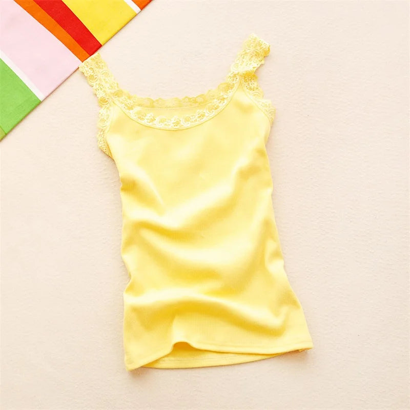 Regatas femininas verão o pescoço cor sólida feminino em forma de u baixo corte rendas suspender colete 2024 nova sem mangas camisola para senhoras