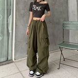 2025 mulheres casuais joggers calças de tecnologia sólida calças de cintura baixa cordão perna larga calças largas y2k streetwear oversize sweatpants