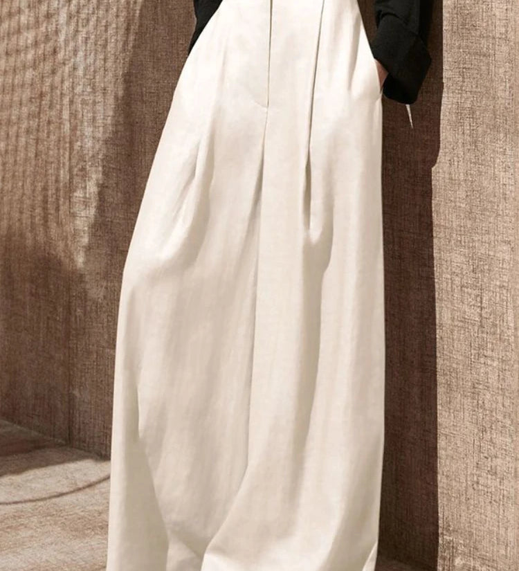 Calça de pernas largas feminina, Comprimento total, Cintura alta, Baggy, Sólido, Minimalista, Fino, Elegante, Vintage, Casual, Senhoras
