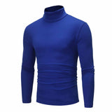 Camiseta básica de gola alta masculina, slim fit, gola alta, tops finos, moda casual, primavera, outono, primavera