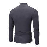 Camiseta básica de gola alta masculina, slim fit, gola alta, tops finos, moda casual, primavera, outono, primavera