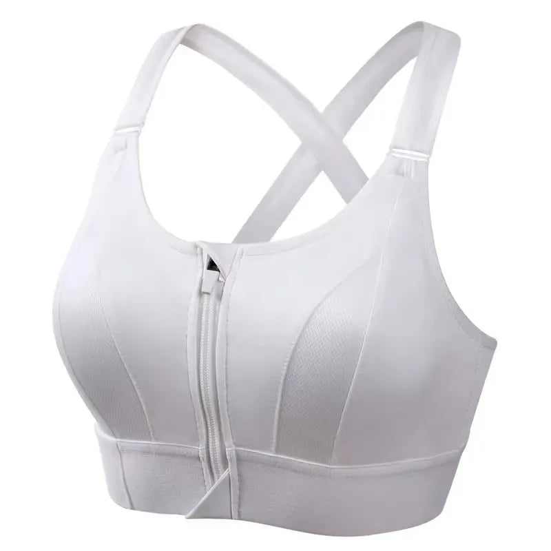 Sutiãs esportivos para mulheres zíper frontal alça ajustável à prova de choque elástico fitness atlético sutiã fino yoga colheita topo