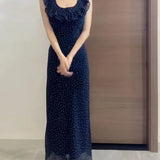 Vestidos finos franceses sem mangas para mulheres, doce vestido elegante para senhoras, moda francesa casual, novo para mulheres, verão