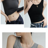 Tops de malha com nervuras pescoço verão camisas básicas branco preto casual esporte colete fora do ombro regata feminina com almofada no peito
